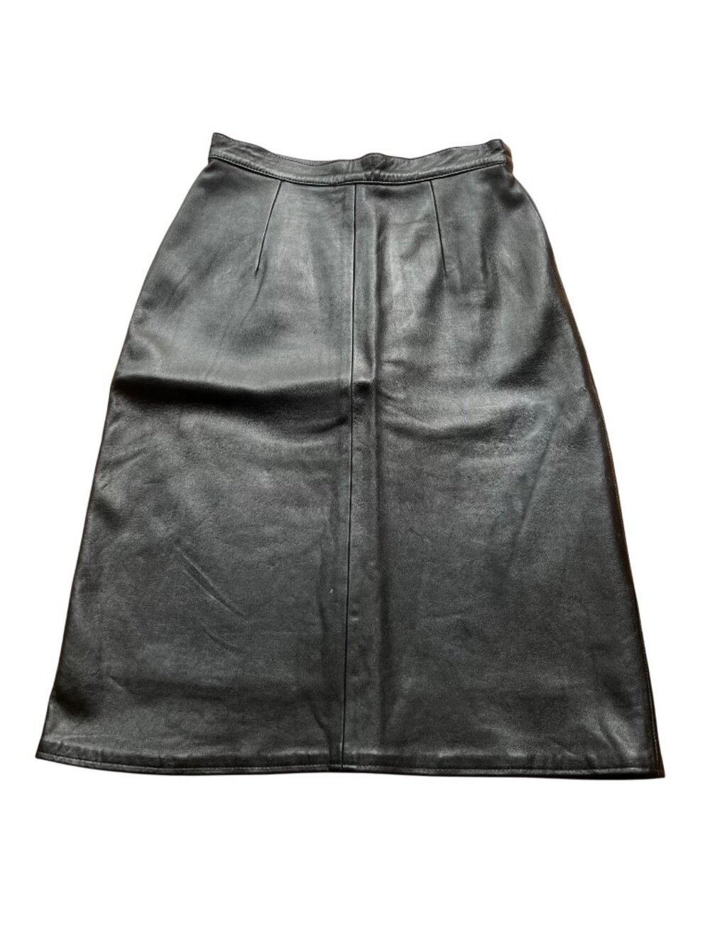 Vintage Goth 90s Erez Sport Size 12 Leather Knee Length Straight Pencil Skirt